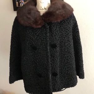 Vintage evening coat - fur trim collar